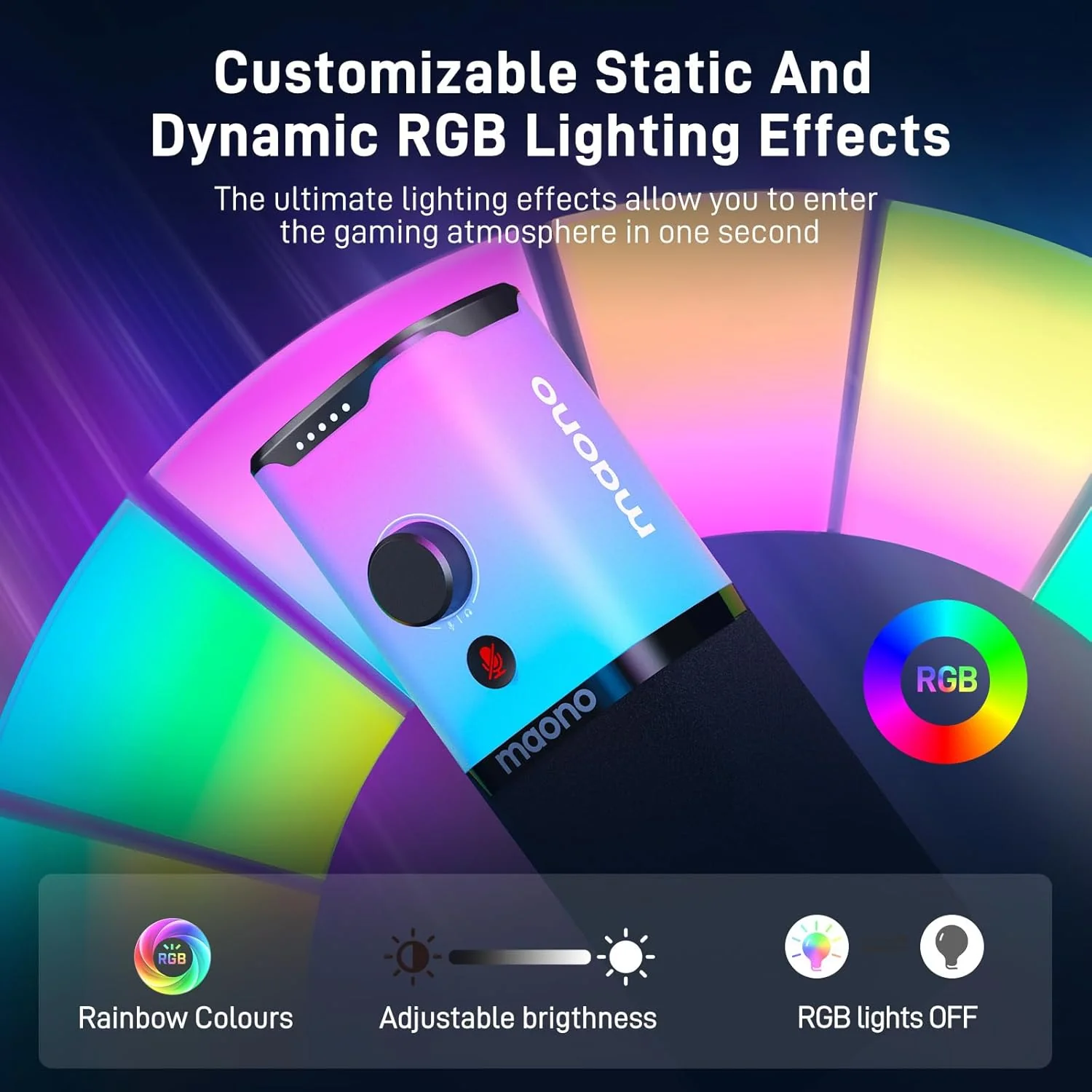 Maono PD100X RGB USB/XLR Dynamic Microphone for Game Streamers (Black) - Image 4