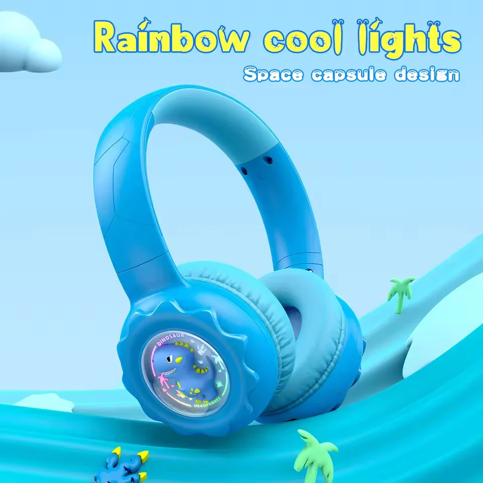 Onikuma B30 Little Dinosaur Ear Wireless Headset with 85dB Kids Ear Protection (Blue) - Image 3