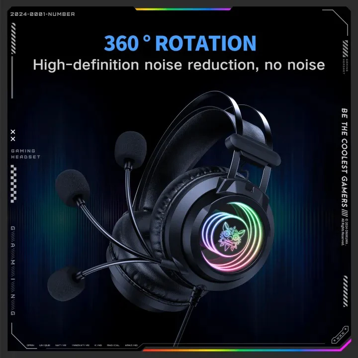 Onikuma X80 Abyss Mirror Wired Gaming Headphone with Microphone (Black) - Image 4