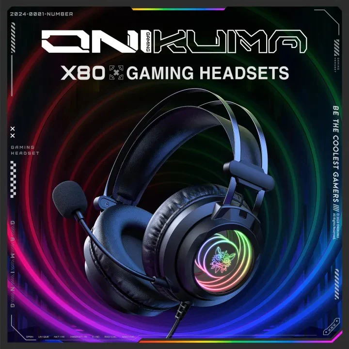 Onikuma X80 Abyss Mirror Wired Gaming Headphone with Microphone (Black) - Image 6
